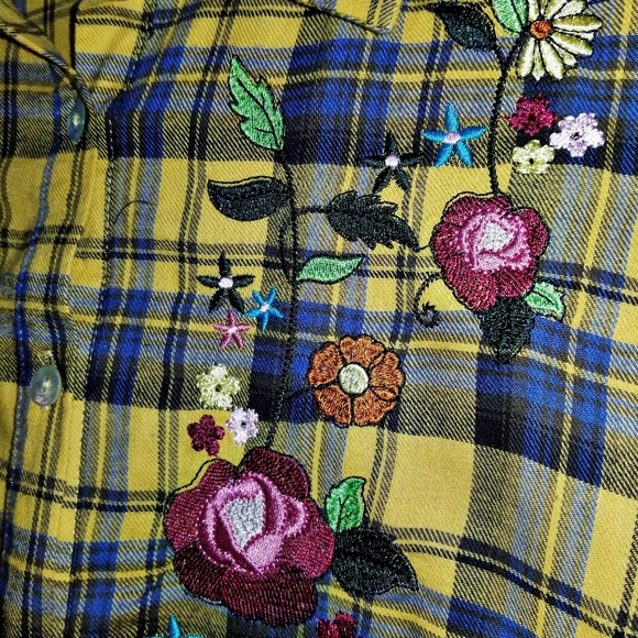 Oddy The Kira Dress | Embroidered Yellow & Blue Plaid Dress - Picture 4 of 8